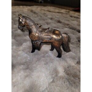 Vintage 1950s Copper Tone Cast Metal Horse Western Show Figurine Original Patina